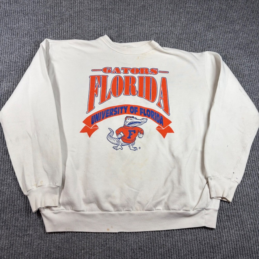 Vintage Dodger Sweatshirt Mens‎ L University of Florida Gators White USA Made